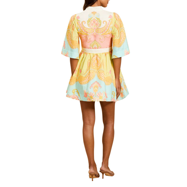Carmen 3/4 Sleeve Bow-Detail Mini Dress image number null