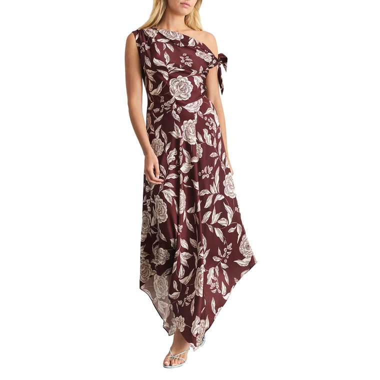 Loretta One-Shoulder Asymmetrical Hem Midi Dress image number null