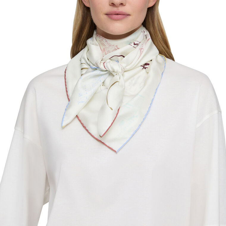 Manhattan Print Silk Twill Scarf image number null