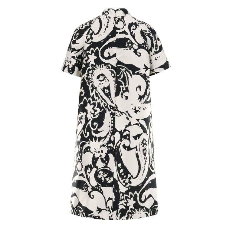 Short Sleeve Paisley Mikado A-Line Mini Dress image number null