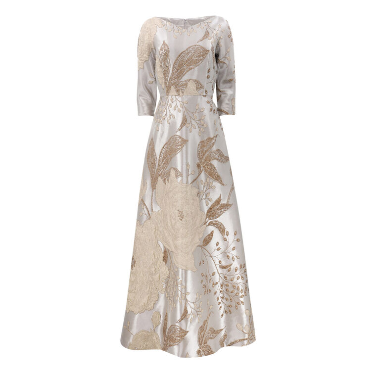 Metallic Jacquard A-Line Evening Gown image number null