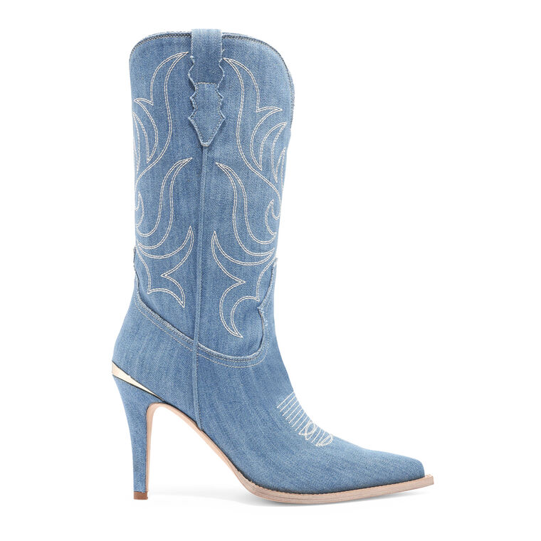 Cherie 95mm Denim Heeled Cowboy Boot image number null