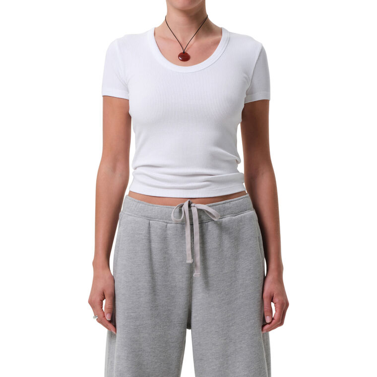 Maude Ribbed U-Neck Short Sleeve Tee image number null