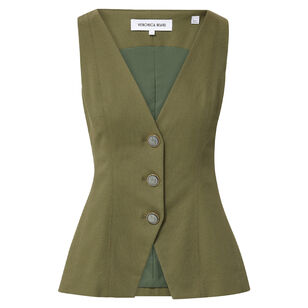 Avalina V-Neck Button-Up Split Hem Vest