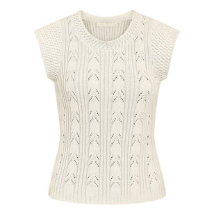 Nelly Short Sleeve Pointelle Knit Top