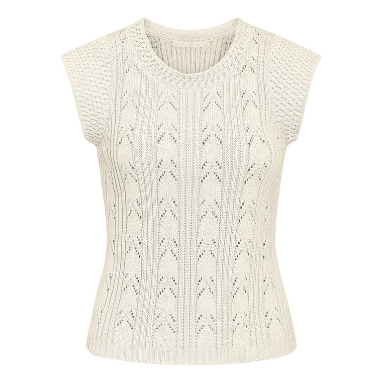 Nelly Short Sleeve Pointelle Knit Top image number null