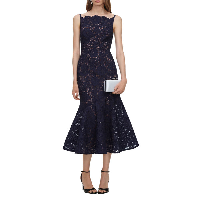 Sleeveless Spiral Lace Midi Dress image number null