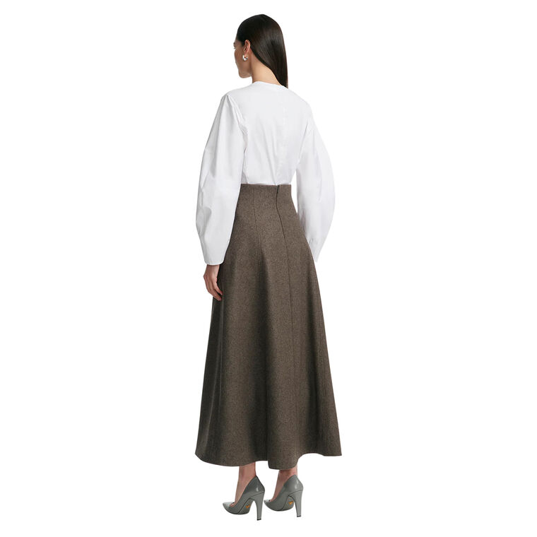 Boiled Wool Coating Seamed Midi Skirt image number null