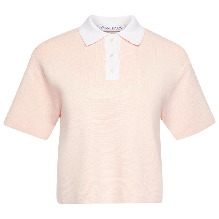Cropped Knitted Polo Top image number null