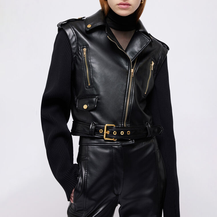 Belene Mix Media Moto Jacket image number null