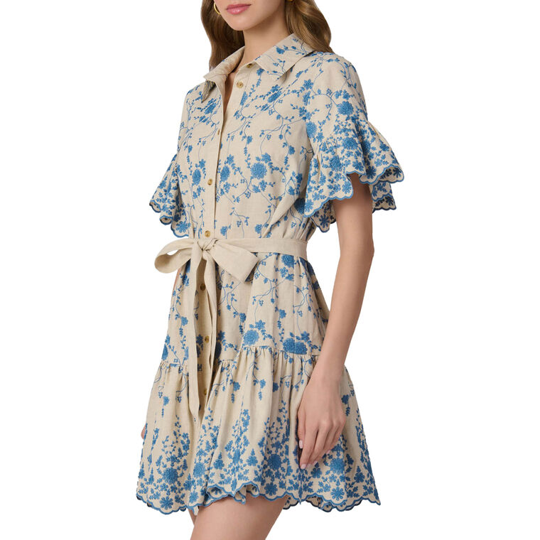 Lima Short Sleeve Belted Button-Front Mini Shirt Dress image number null