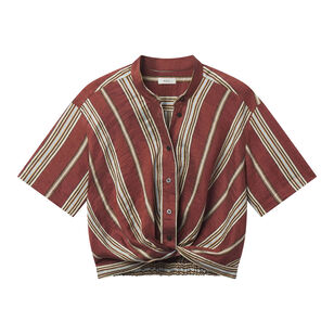 Leonore Short Sleeve Striped Linen Shirt