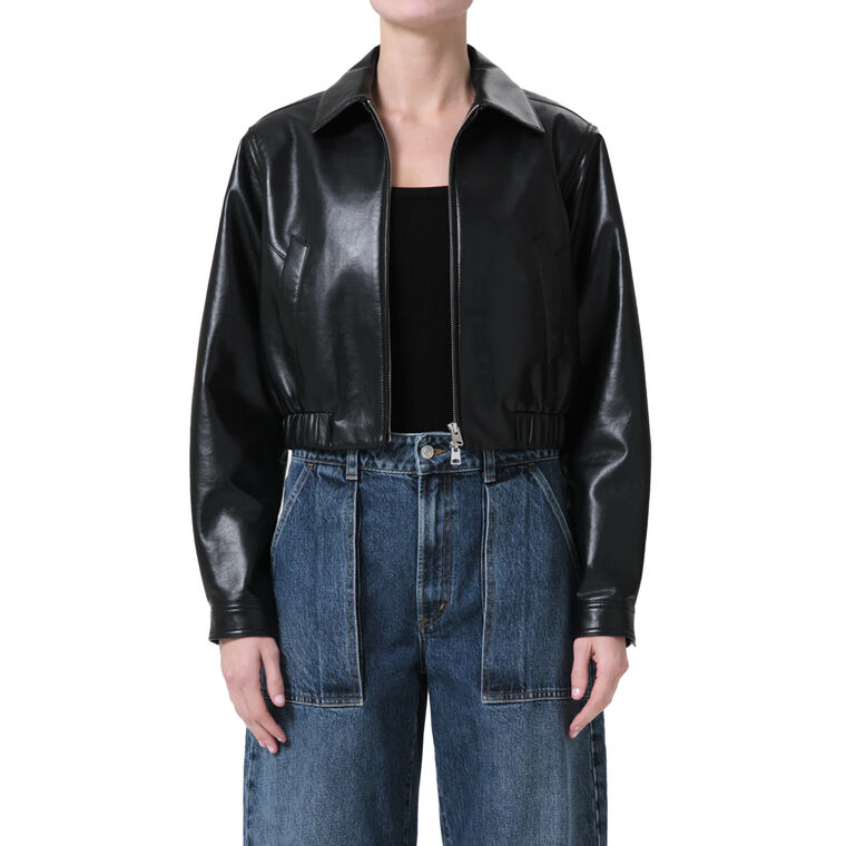 Essie Recycled Leather Cropped Jacket image number null