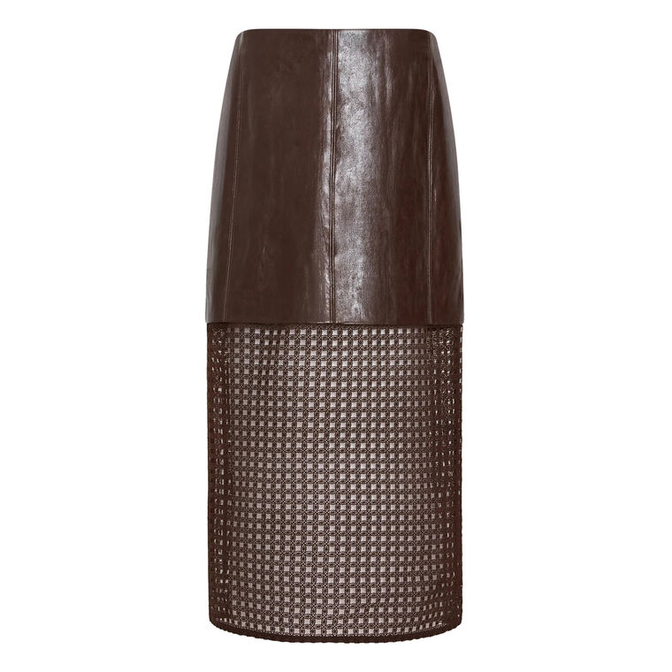 Novah Vegan Leather Midi Skirt image number null