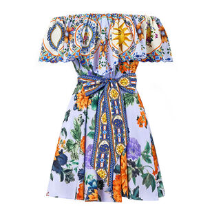 Shoulder Frill Short Dress