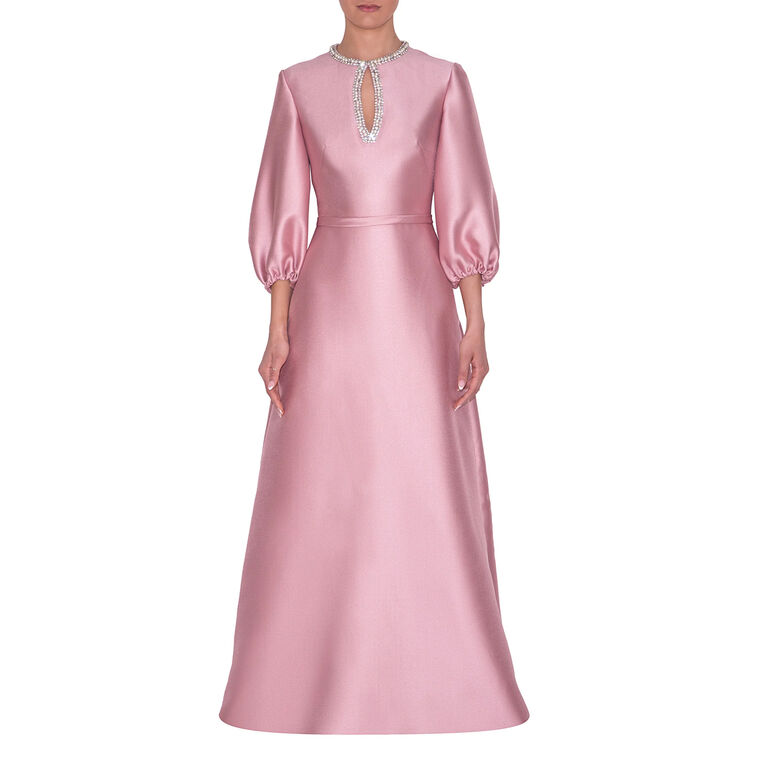 Keyhole Neckline Mikado Gown image number null