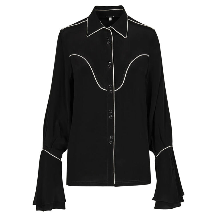 Black High Tides Silk Shirt image number null