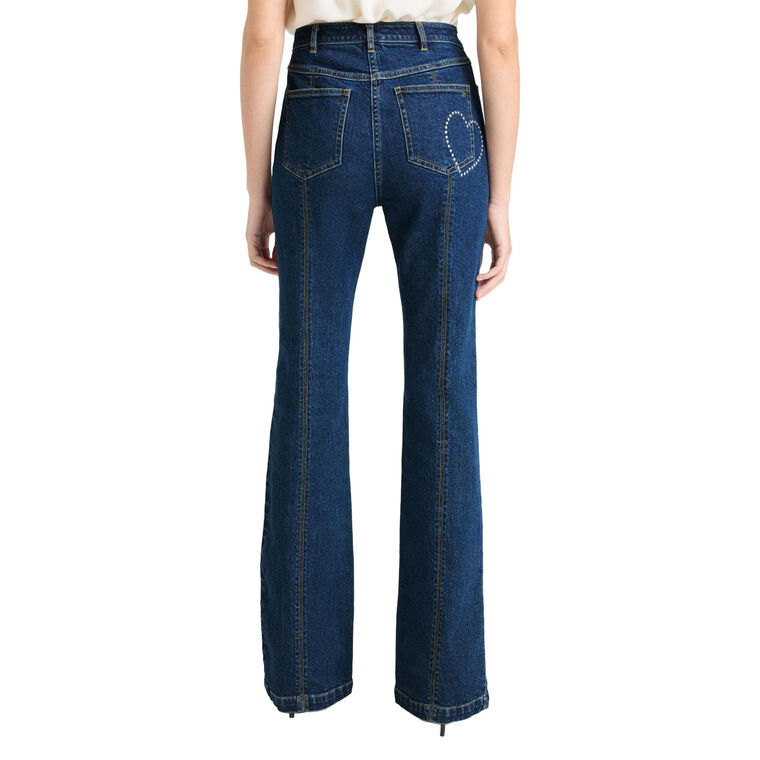 Shailene Studded Heart Bootcut Denim Pant image number null