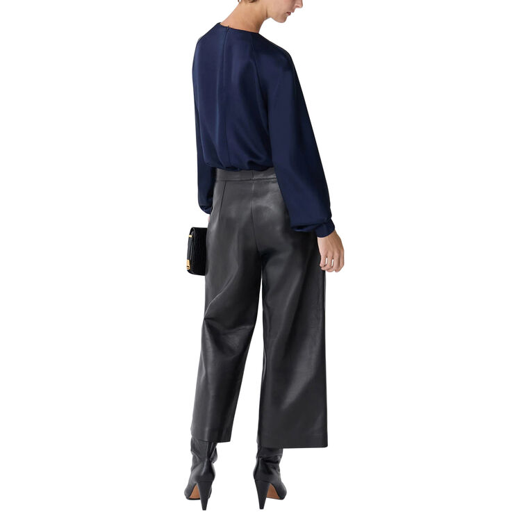 Bliss Long Sleeve Crewneck Silk Blouse image number null