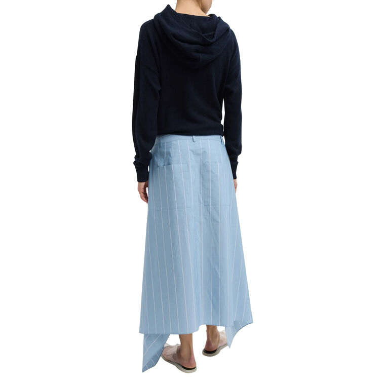 Striped Tech Poplin Tie Front Midi Skirt image number null