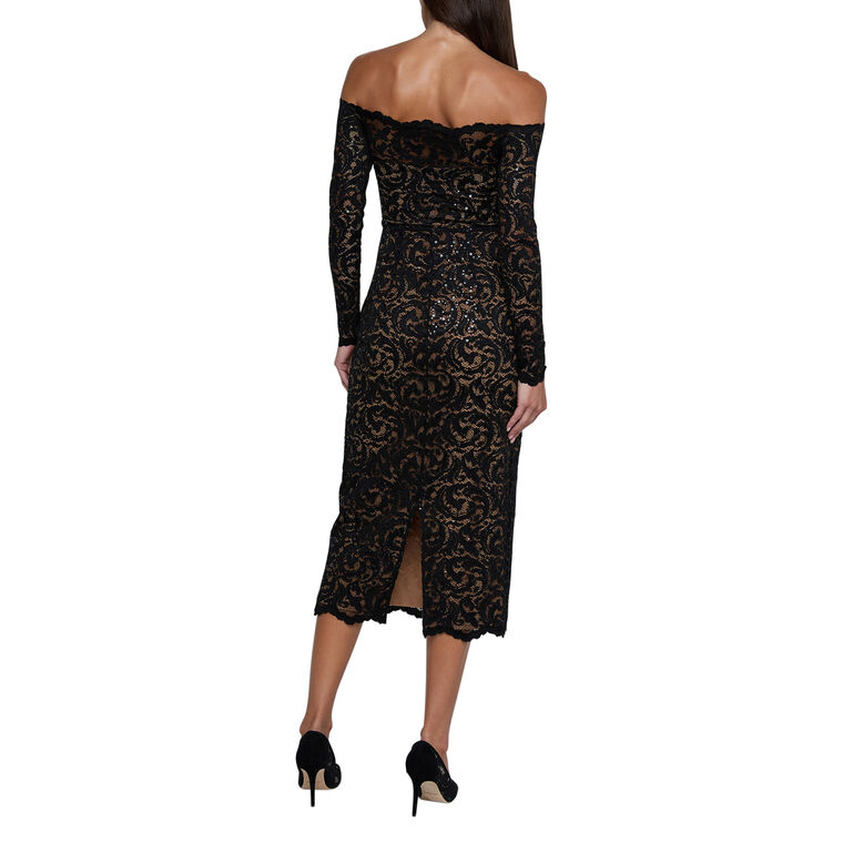 Lindsay Sequined Lace Off-The-Shoulder Midi Dress image number null