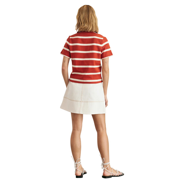 Melanie Striped Short Sleeve Polo Top image number null