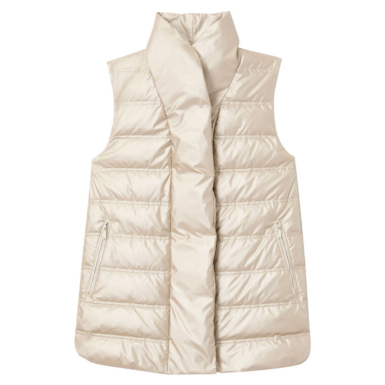 Pearlized Tech Reversible Shawl Collar Down Puffer Vest image number null
