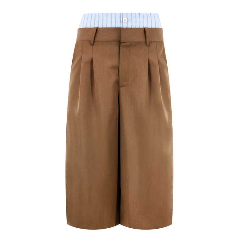 Jumbo Double Waistband Wide-Leg Shorts image number null