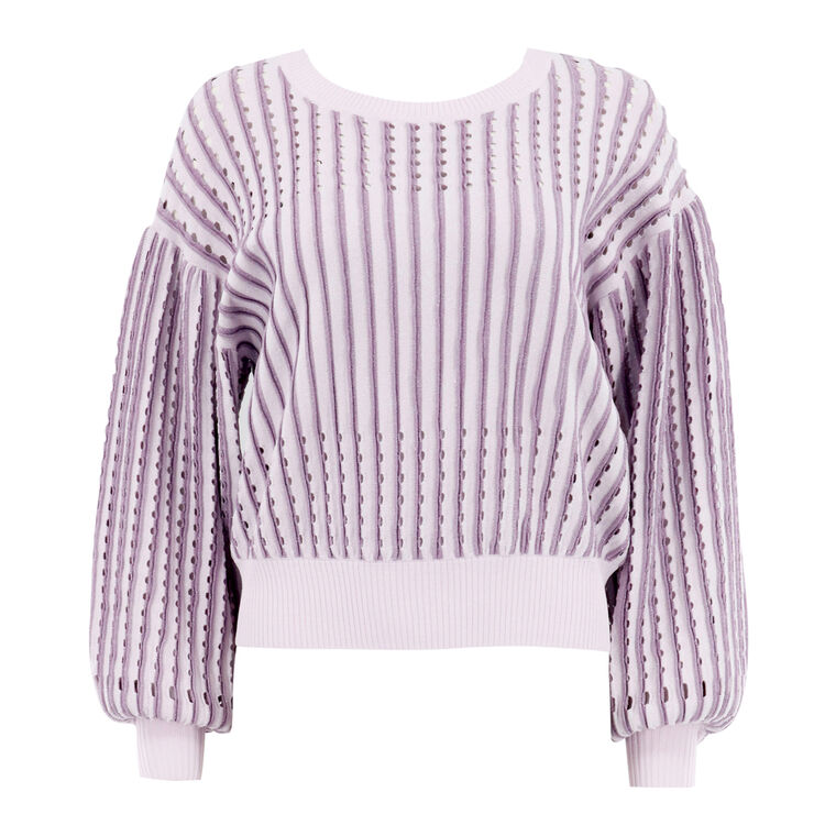 Anaya Pinstripe Open-Knit Sweater image number null