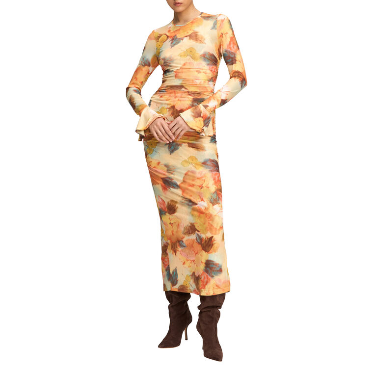 Long Sleeve Watercolor Floral Neriah Dress image number null