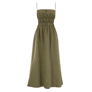 Ayla Sleeveless Smocked Linen Midi Dress