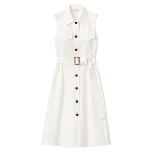 Sleeveless Knee-Length A-Line Shirt Dress