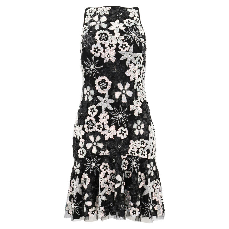 Floral Beaded Flippy Hem Cocktail Dress image number null