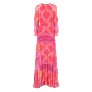 Chiffon Floral Pleated Maxi Gown
