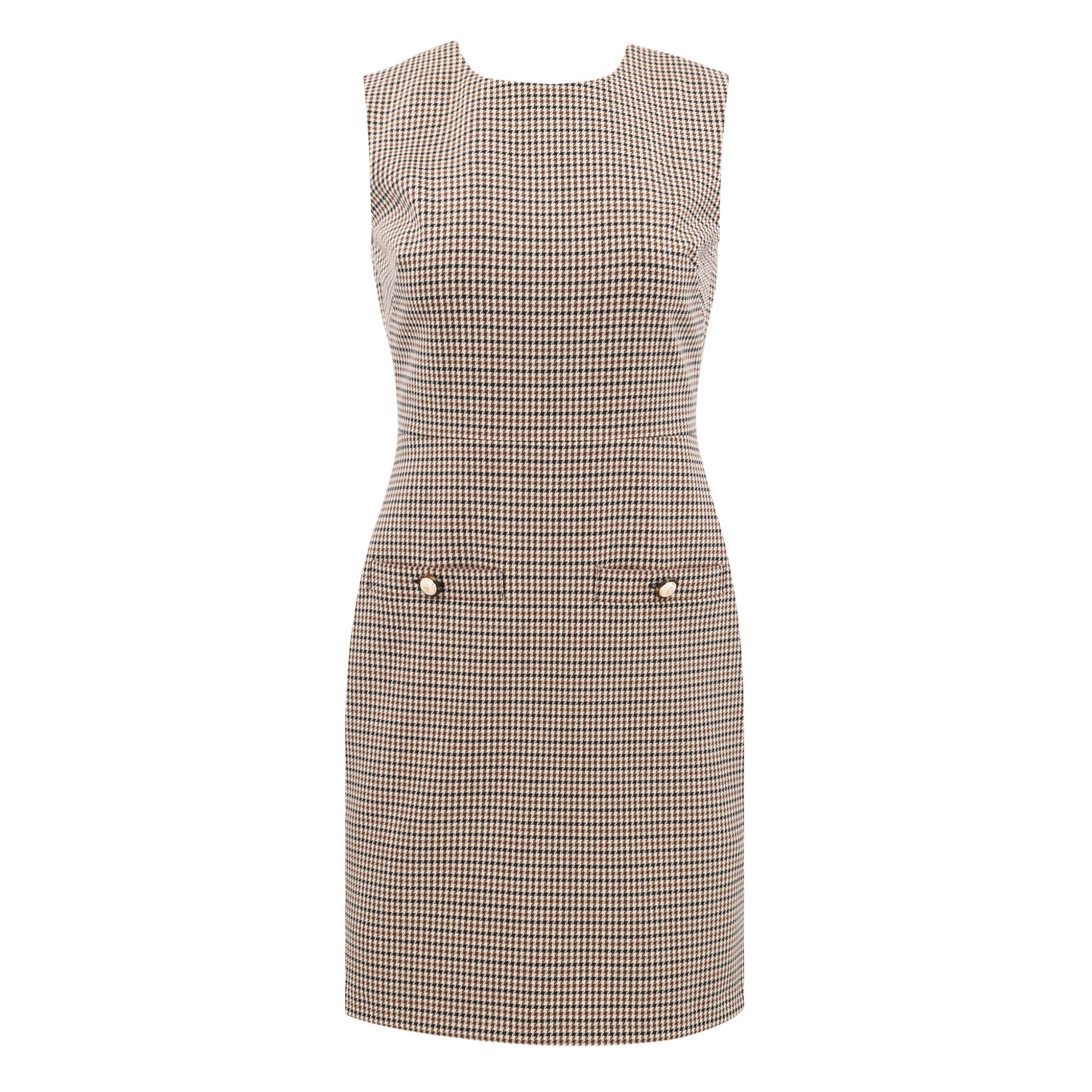 Yumi Houndstooth Check Sleeveless Mini Dress