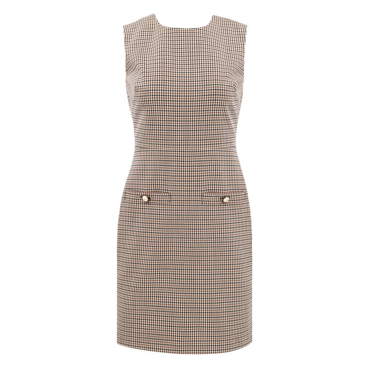 Yumi Houndstooth Check Sleeveless Mini Dress image number null