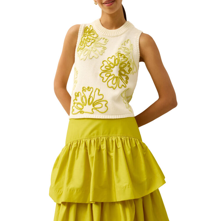 Natasha Embroidered Sleeveless Knit Top image number null