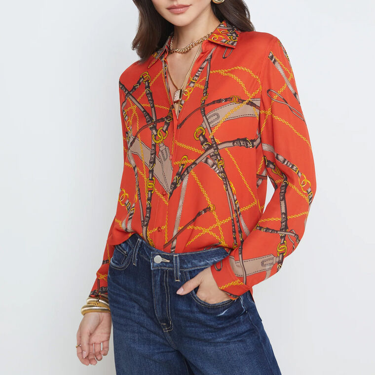 Nina Silk Belt-and-Chain Shirt image number null