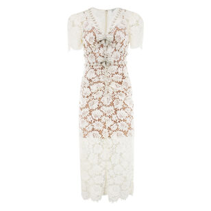 Fine Lace Pearl Midi Dress
