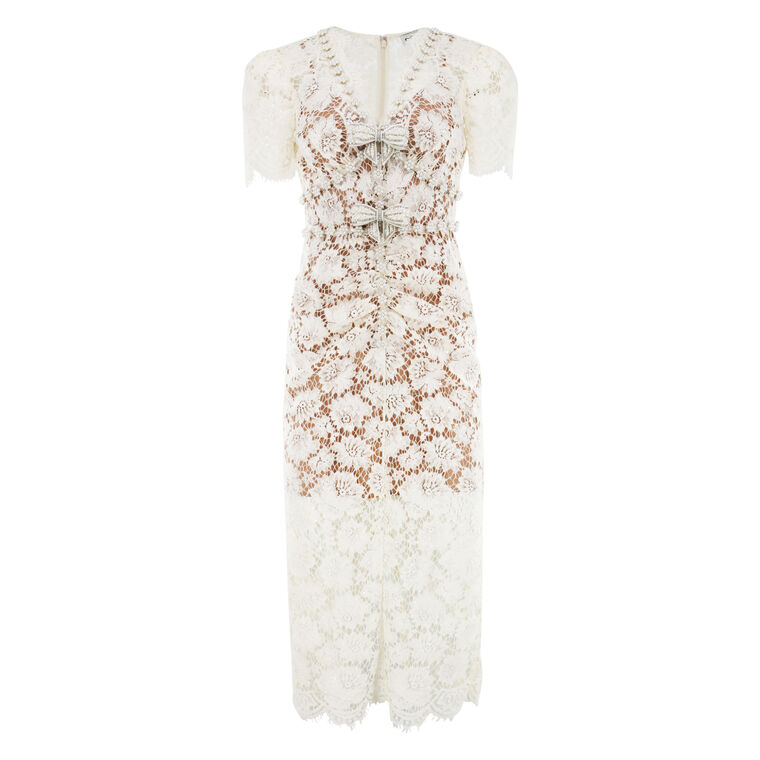 Fine Lace Pearl Midi Dress image number null