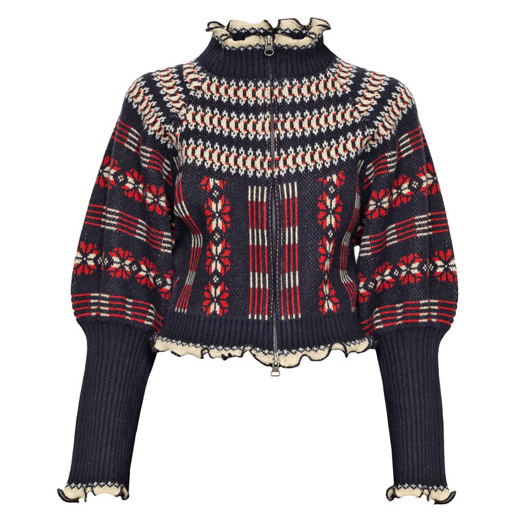 Ayla Knit Long Sleeve Fair Isle Cardigan image number null