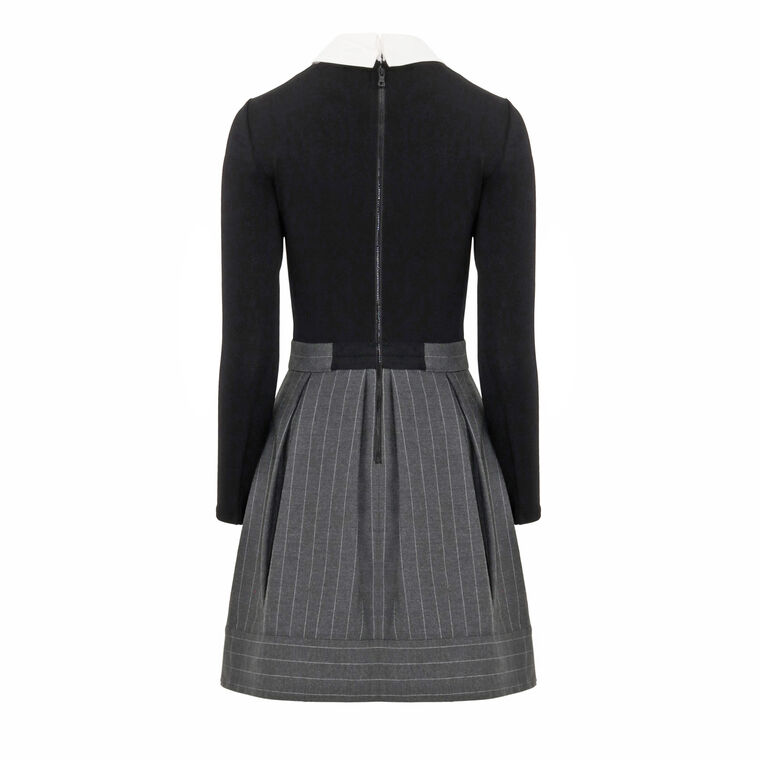 Chara Long Sleeve Pleated Mini Dress With Collar image number null