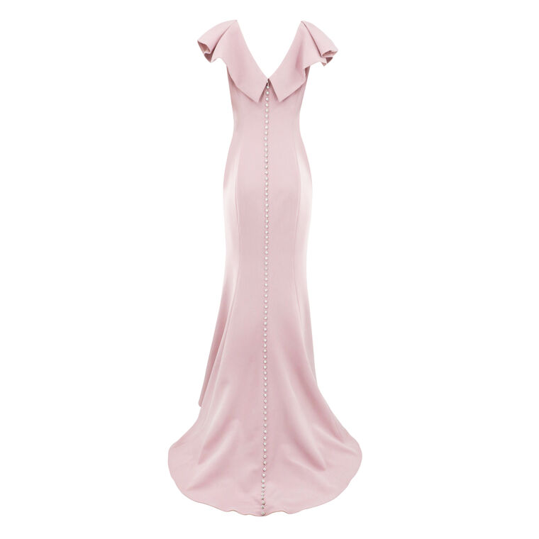 Crepe Flutter Sleeve Gown image number null