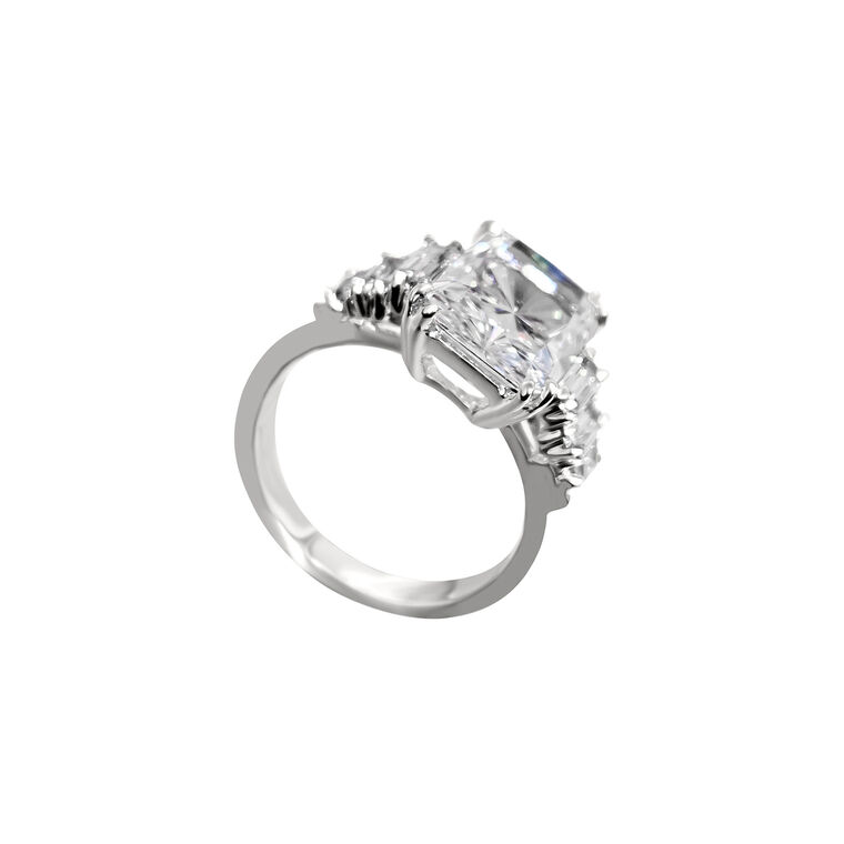 Radiant Cut Center Ring With Baguette Sides In Vermeil image number null