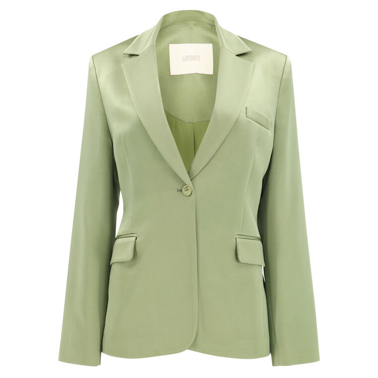 Doubleface Satin Broad Shoulder Blazer image number null