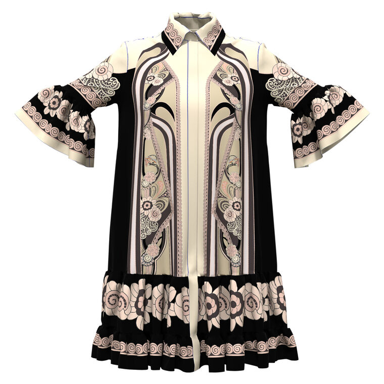 Choux Printed Cotton Poplin Shirt Dress image number null