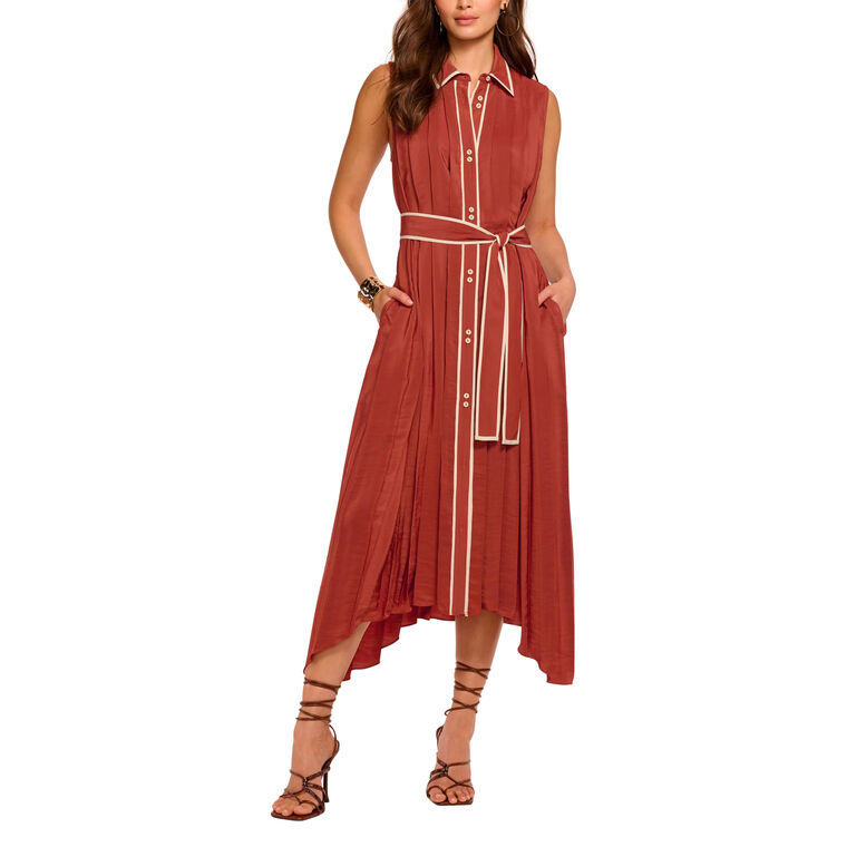 Kenneth Button Down Pleated Midi Dress image number null
