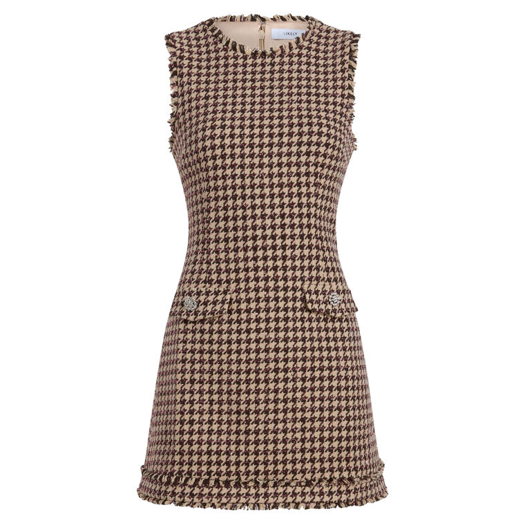 Azalea Sleeveless Houndstooth Mini Dress image number null