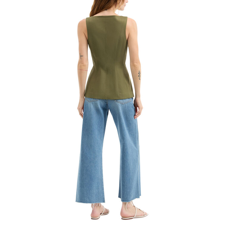 Avalina V-Neck Button-Up Split Hem Vest image number null