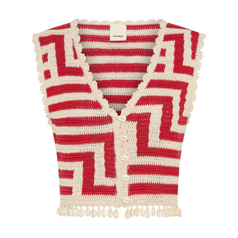 Clythie Graphic Crochet Vest image number null